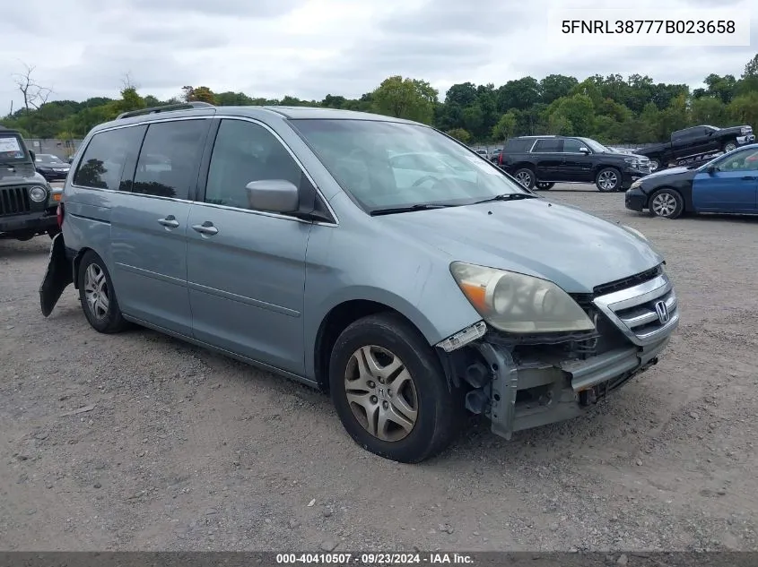 2007 Honda Odyssey Ex-L VIN: 5FNRL38777B023658 Lot: 40410507