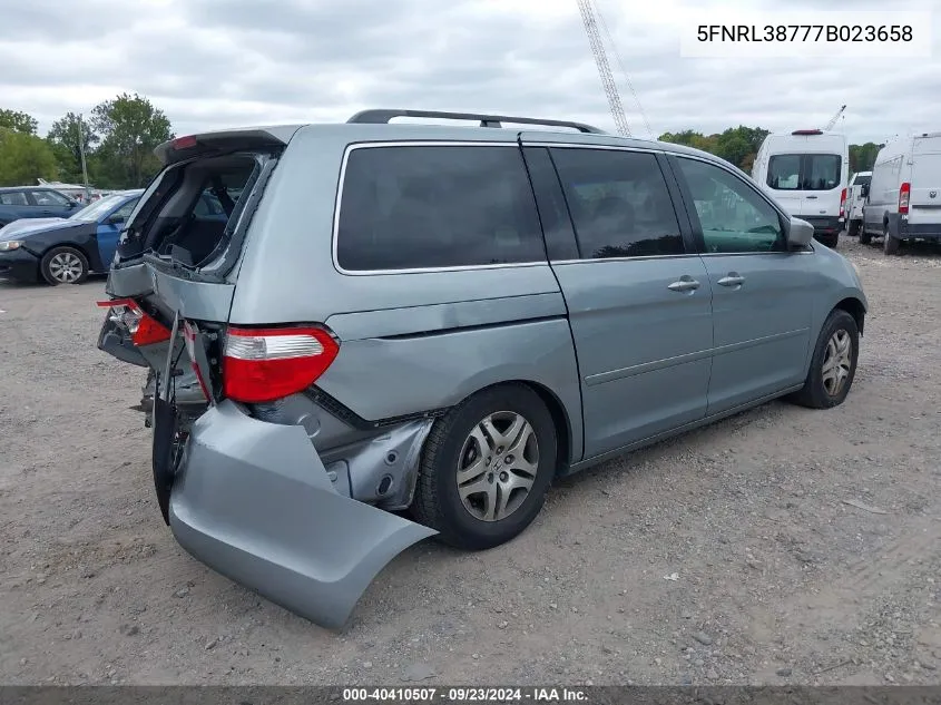 2007 Honda Odyssey Ex-L VIN: 5FNRL38777B023658 Lot: 40410507