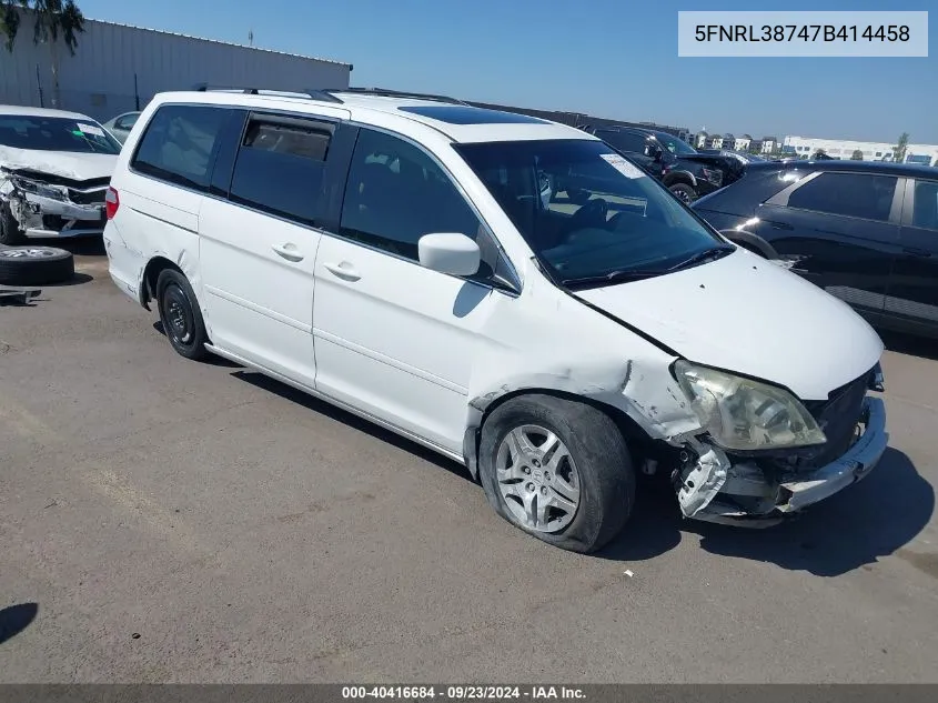 2007 Honda Odyssey Exl VIN: 5FNRL38747B414458 Lot: 40416684