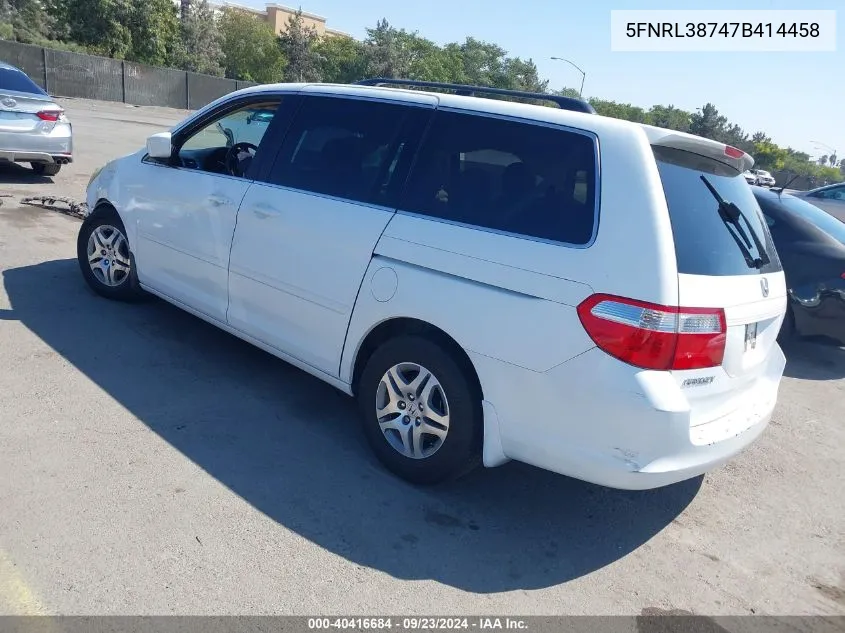 2007 Honda Odyssey Exl VIN: 5FNRL38747B414458 Lot: 40416684