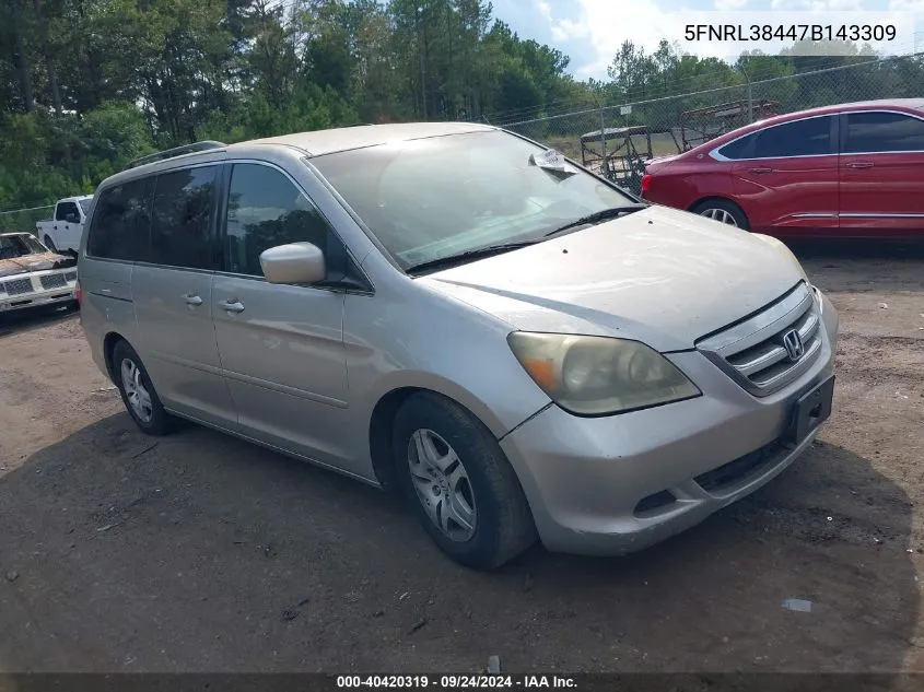 2007 Honda Odyssey Ex VIN: 5FNRL38447B143309 Lot: 40420319