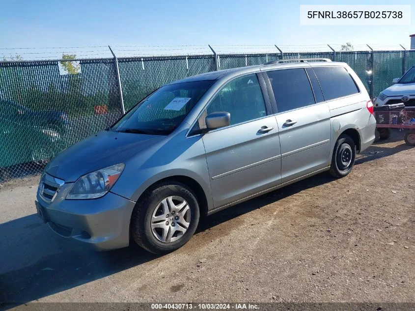 5FNRL38657B025738 2007 Honda Odyssey Ex-L