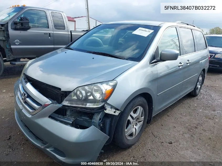 2007 Honda Odyssey Ex VIN: 5FNRL38407B032272 Lot: 40468635