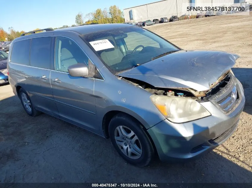 2007 Honda Odyssey Ex VIN: 5FNRL38457B137700 Lot: 40475347