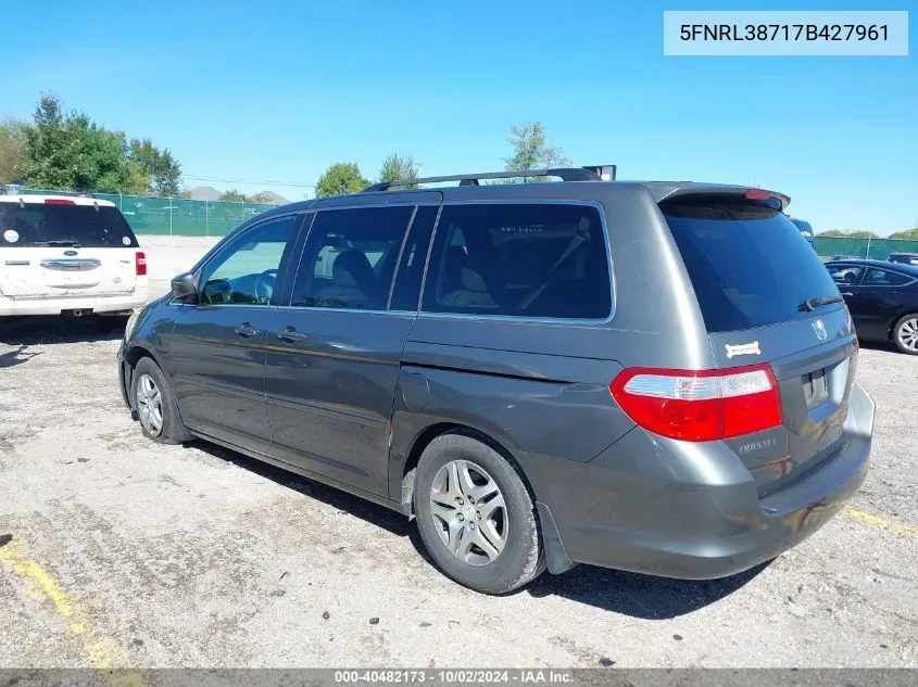 2007 Honda Odyssey Ex-L VIN: 5FNRL38717B427961 Lot: 40482173