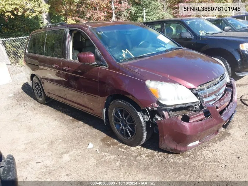 2007 Honda Odyssey Touring VIN: 5FNRL38807B101948 Lot: 40503899