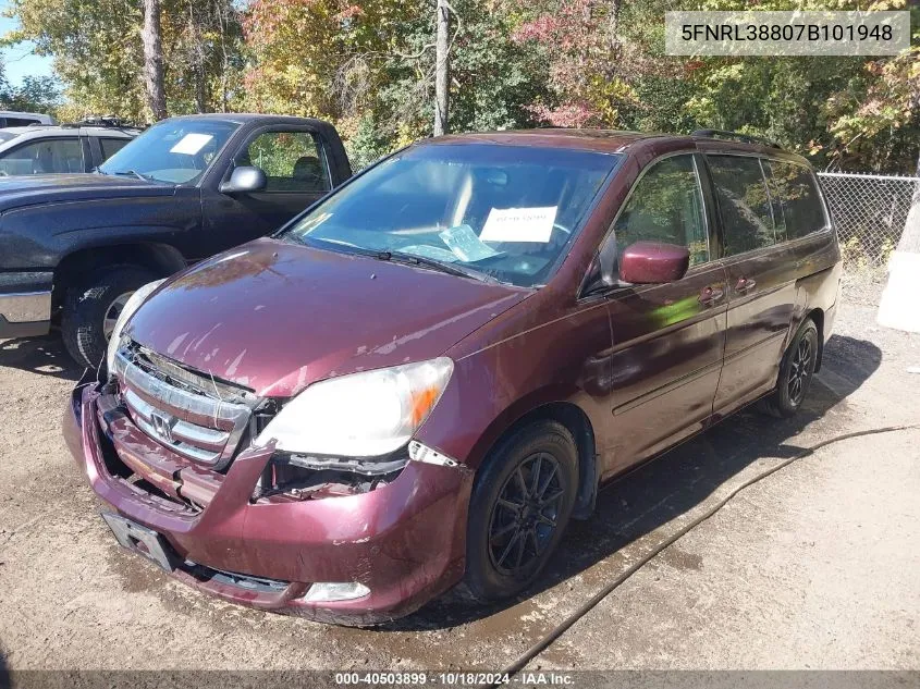 2007 Honda Odyssey Touring VIN: 5FNRL38807B101948 Lot: 40503899