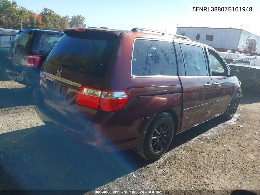 2007 Honda Odyssey Touring VIN: 5FNRL38807B101948 Lot: 40503899