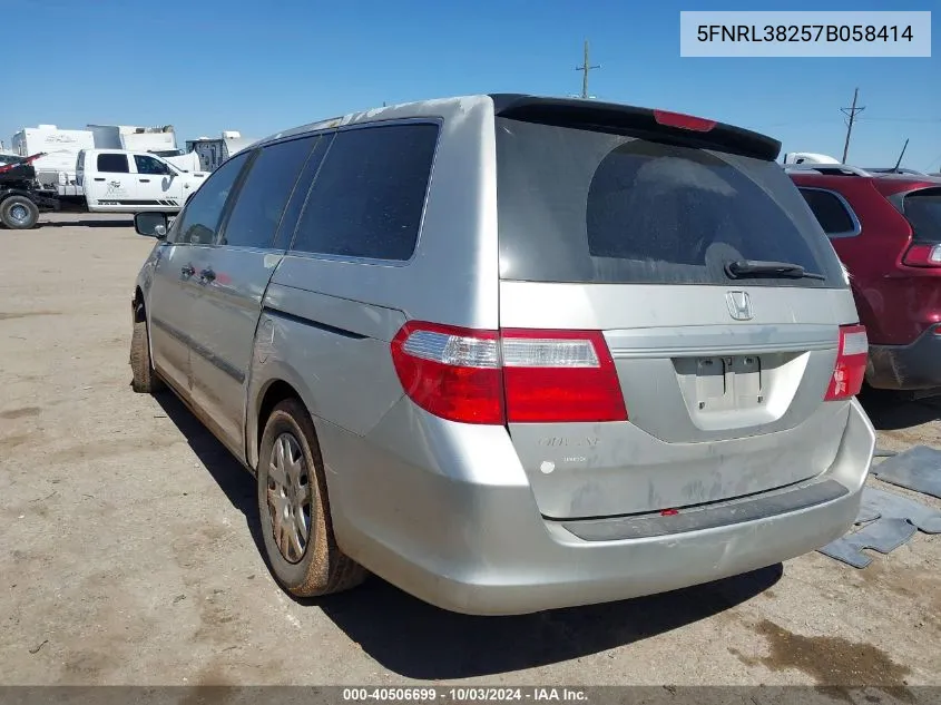 5FNRL38257B058414 2007 Honda Odyssey Lx