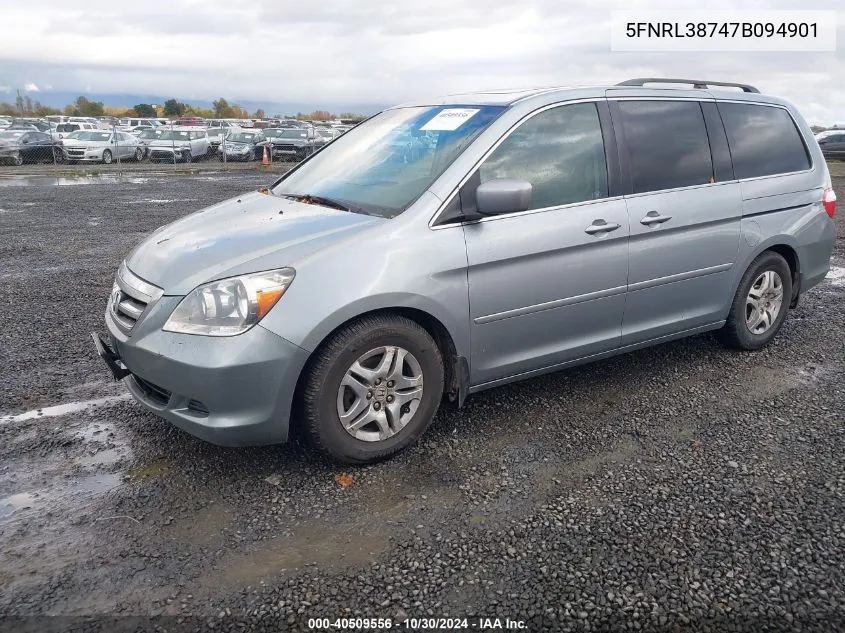 2007 Honda Odyssey Ex-L VIN: 5FNRL38747B094901 Lot: 40509556