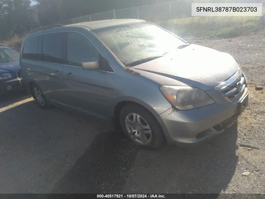 5FNRL38787B023703 2007 Honda Odyssey Ex-L