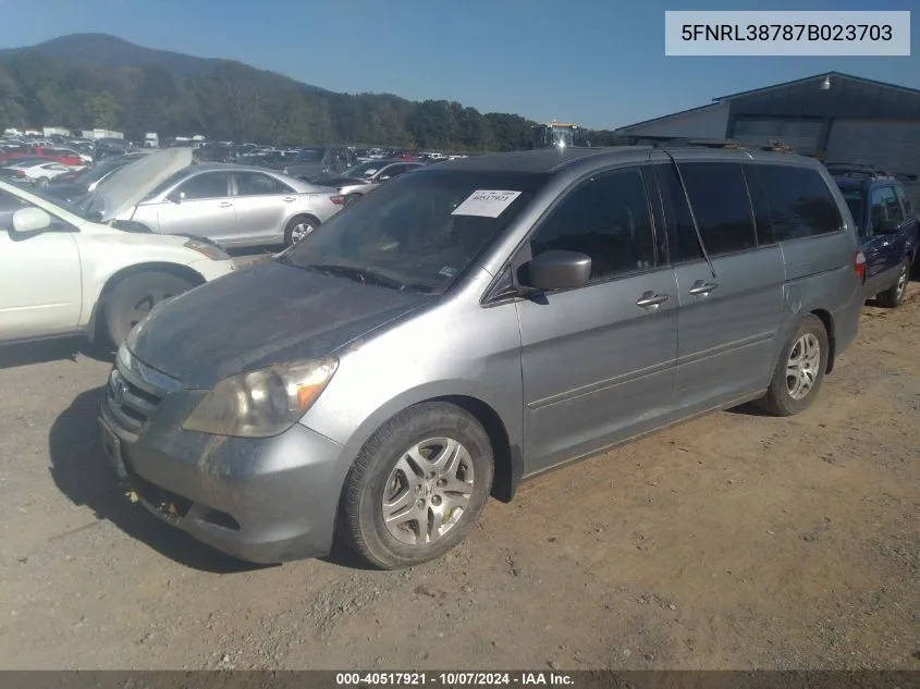 5FNRL38787B023703 2007 Honda Odyssey Ex-L