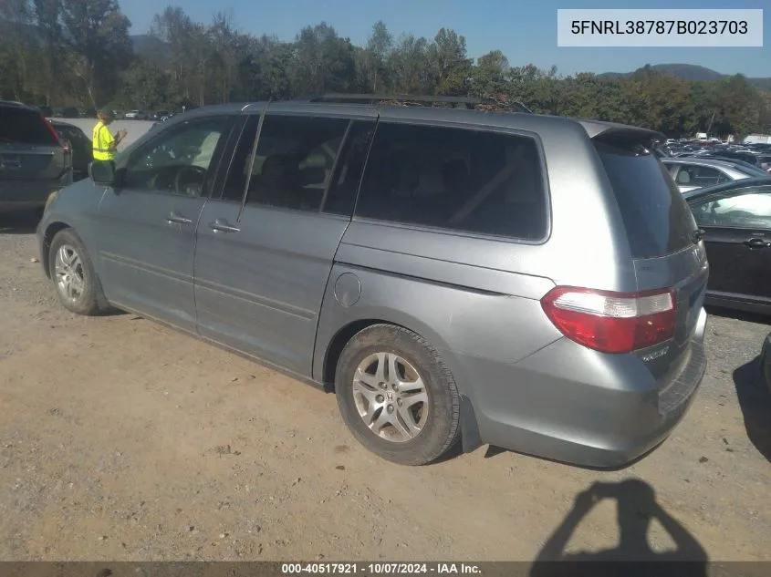 2007 Honda Odyssey Ex-L VIN: 5FNRL38787B023703 Lot: 40517921