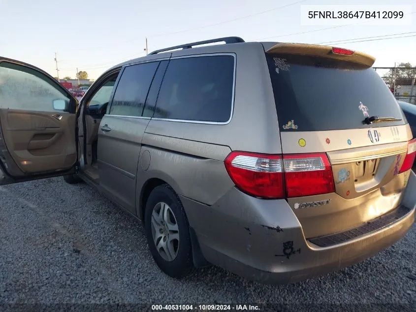 5FNRL38647B412099 2007 Honda Odyssey Ex-L