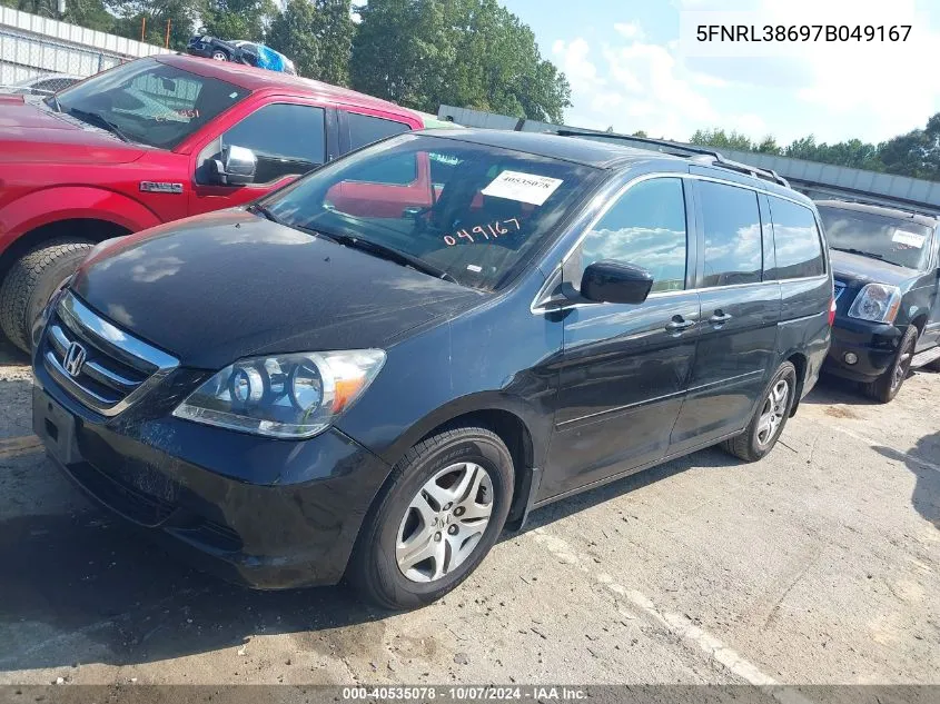 2007 Honda Odyssey Ex-L VIN: 5FNRL38697B049167 Lot: 40535078