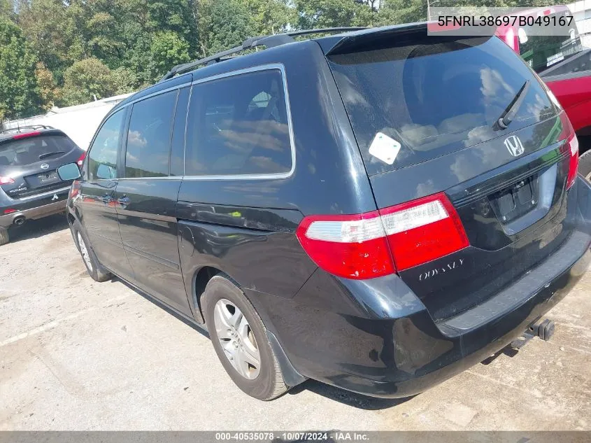 2007 Honda Odyssey Ex-L VIN: 5FNRL38697B049167 Lot: 40535078