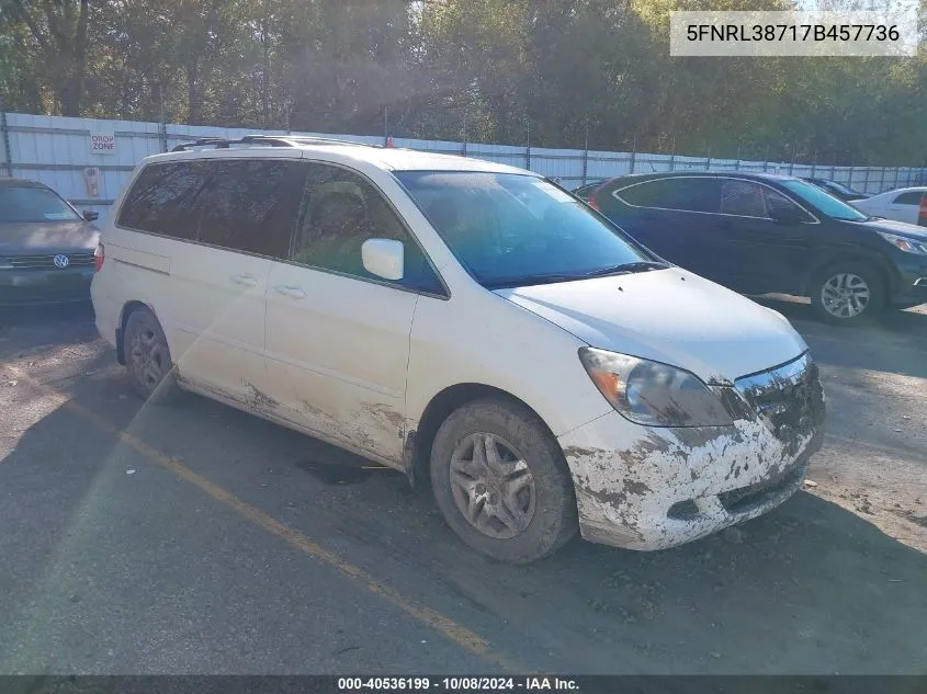 2007 Honda Odyssey Exl VIN: 5FNRL38717B457736 Lot: 40536199