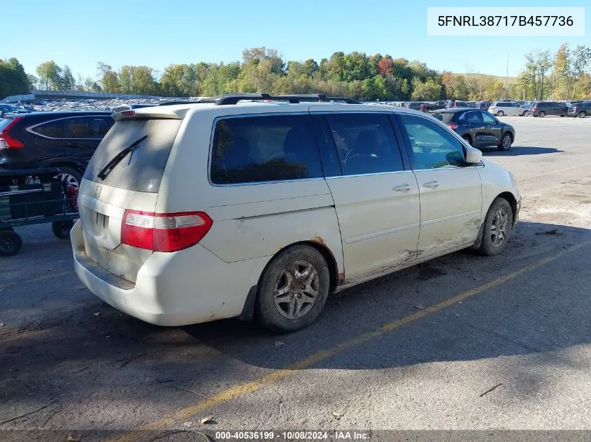 2007 Honda Odyssey Exl VIN: 5FNRL38717B457736 Lot: 40536199