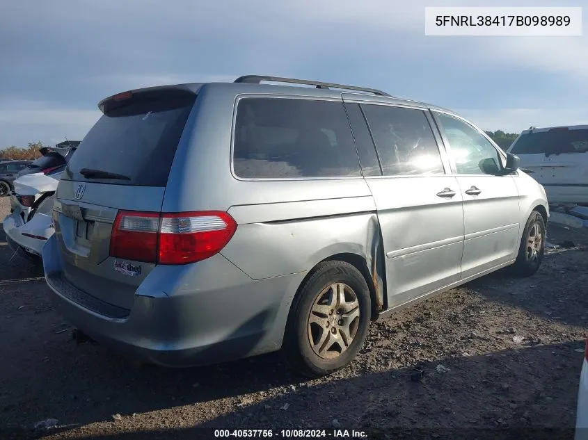 5FNRL38417B098989 2007 Honda Odyssey Ex