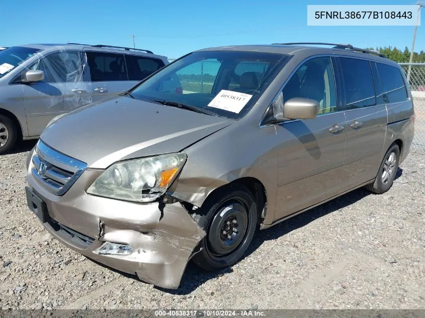 2007 Honda Odyssey Ex-L VIN: 5FNRL38677B108443 Lot: 40538317