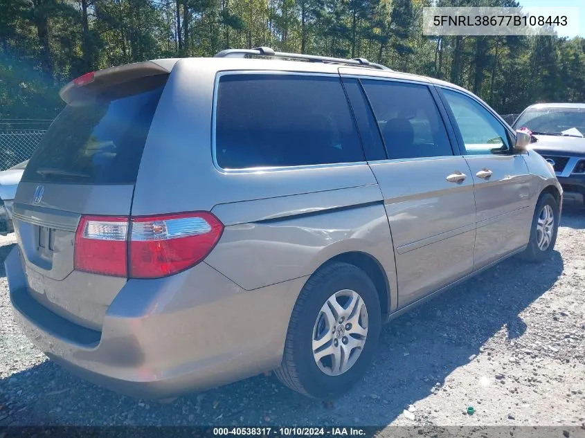 5FNRL38677B108443 2007 Honda Odyssey Ex-L