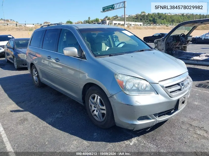 2007 Honda Odyssey Ex VIN: 5FNRL38457B029982 Lot: 40548213