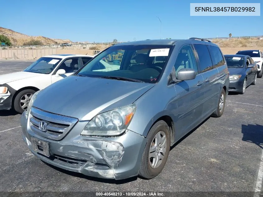 2007 Honda Odyssey Ex VIN: 5FNRL38457B029982 Lot: 40548213