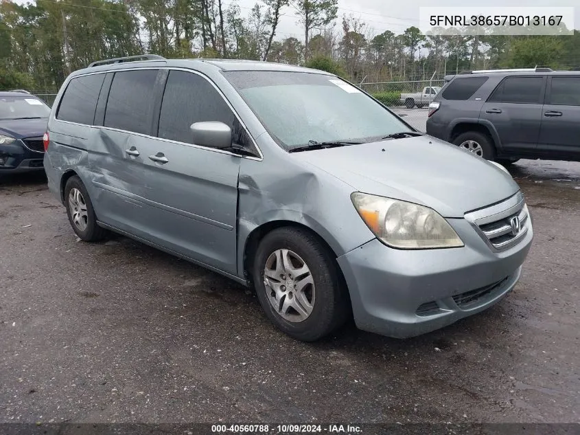 2007 Honda Odyssey Exl VIN: 5FNRL38657B013167 Lot: 40560788