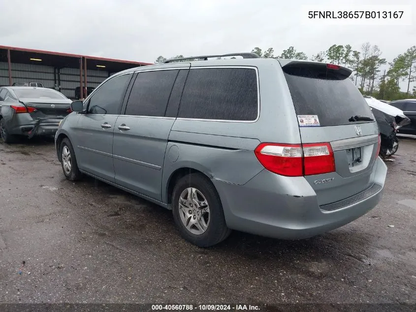 2007 Honda Odyssey Exl VIN: 5FNRL38657B013167 Lot: 40560788