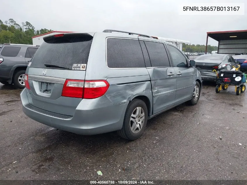 2007 Honda Odyssey Exl VIN: 5FNRL38657B013167 Lot: 40560788