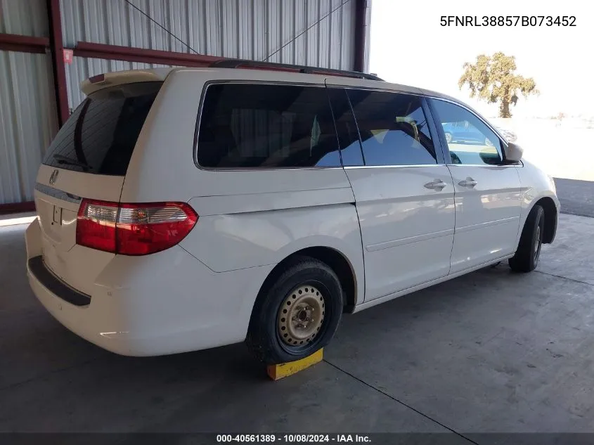 2007 Honda Odyssey Touring VIN: 5FNRL38857B073452 Lot: 40561389