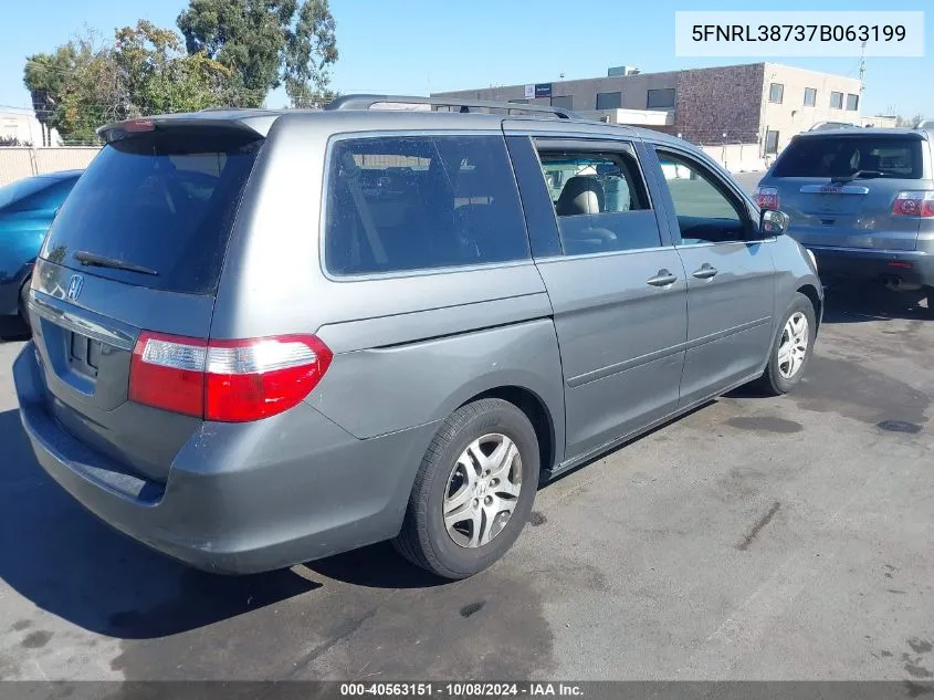 2007 Honda Odyssey Ex-L VIN: 5FNRL38737B063199 Lot: 40563151