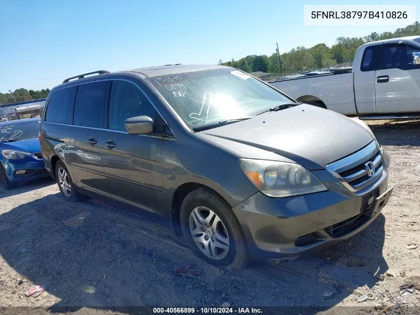 2007 Honda Odyssey Ex-L VIN: 5FNRL38797B410826 Lot: 40566899