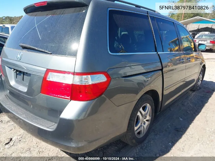 2007 Honda Odyssey Ex-L VIN: 5FNRL38797B410826 Lot: 40566899