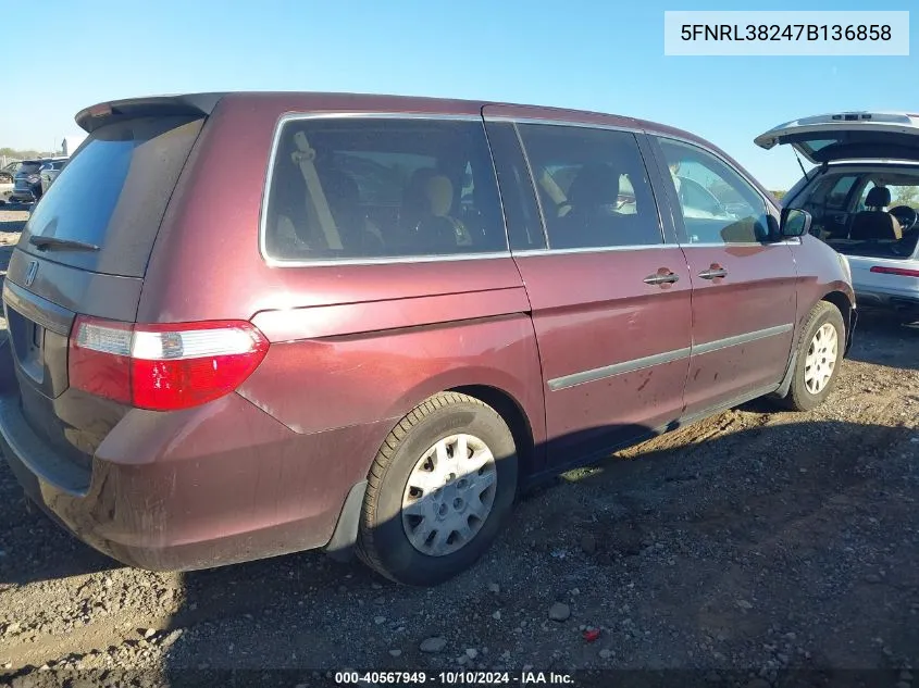 5FNRL38247B136858 2007 Honda Odyssey Lx