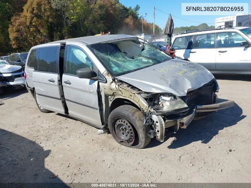 5FNRL38207B026955 2007 Honda Odyssey Lx