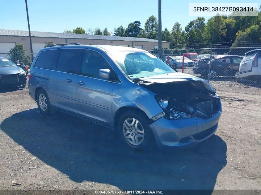 2007 Honda Odyssey Ex VIN: 5FNRL38427B093414 Lot: 40575763