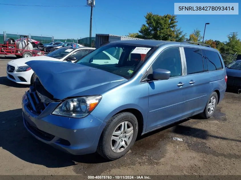 2007 Honda Odyssey Ex VIN: 5FNRL38427B093414 Lot: 40575763