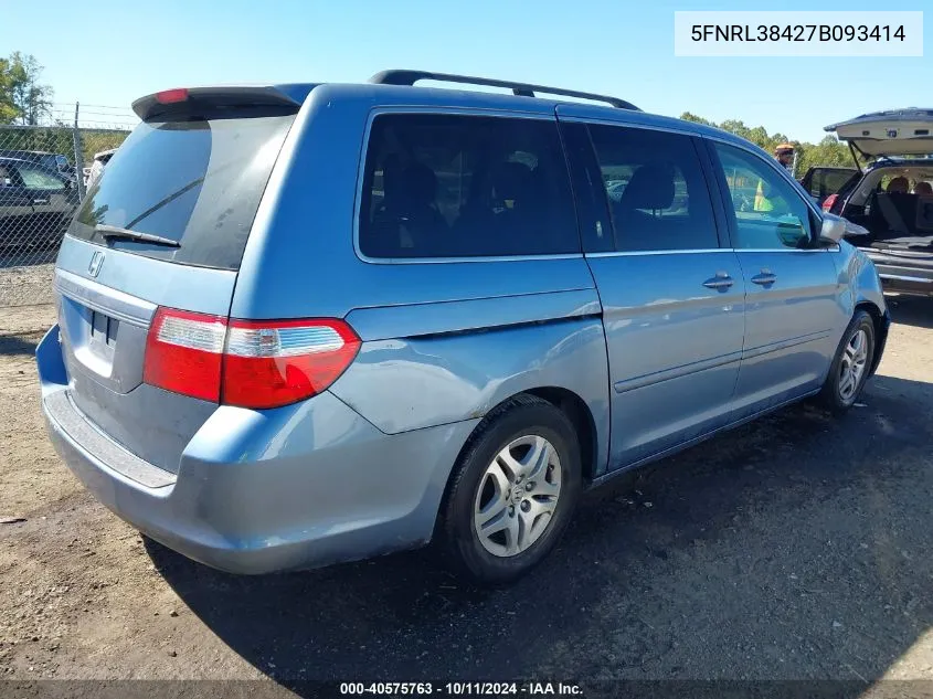 2007 Honda Odyssey Ex VIN: 5FNRL38427B093414 Lot: 40575763