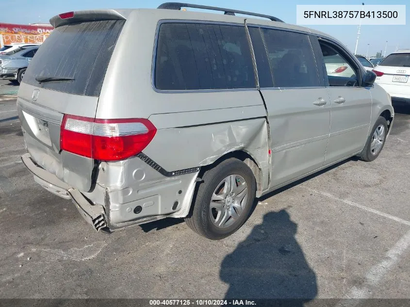 2007 Honda Odyssey Ex-L VIN: 5FNRL38757B413500 Lot: 40577125