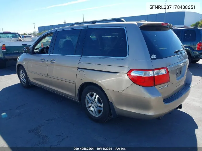 5FNRL387178408651 2007 Honda Odyssey Ex-L