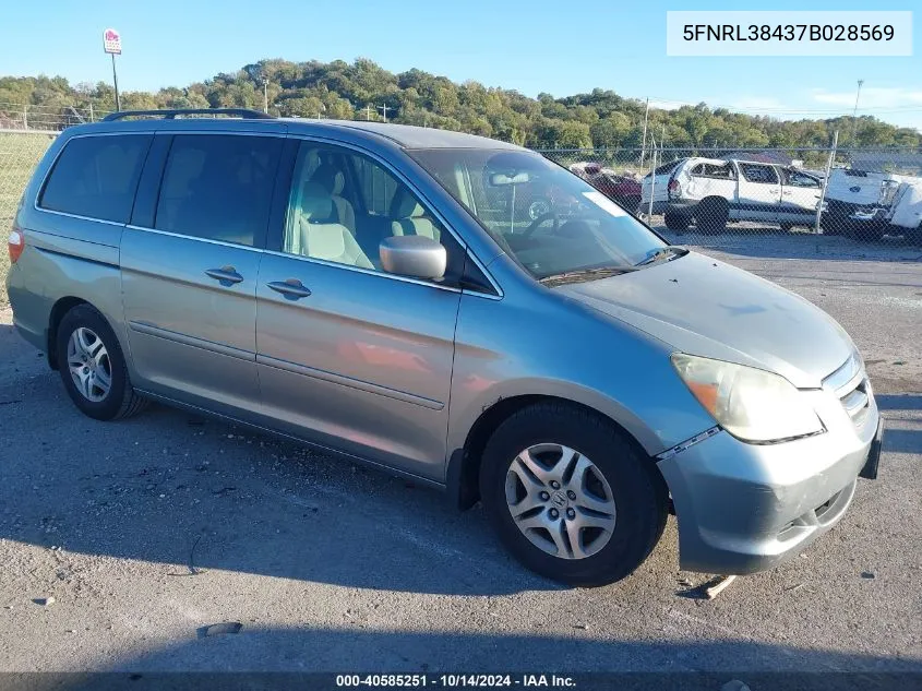 2007 Honda Odyssey Ex VIN: 5FNRL38437B028569 Lot: 40585251