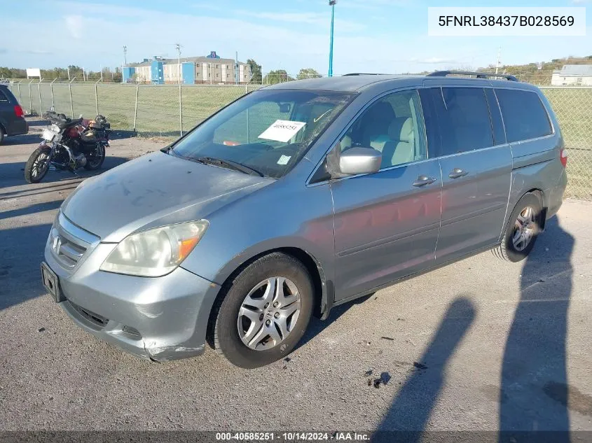 2007 Honda Odyssey Ex VIN: 5FNRL38437B028569 Lot: 40585251