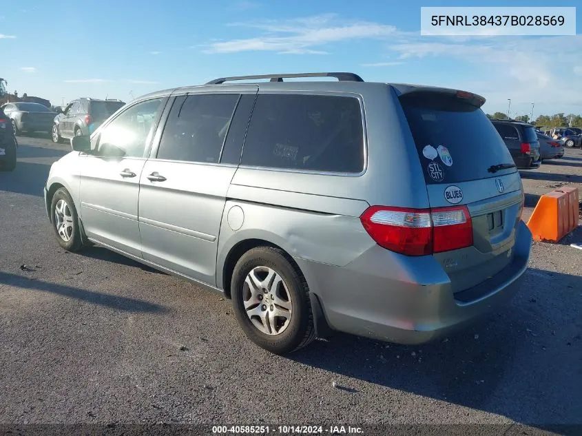 2007 Honda Odyssey Ex VIN: 5FNRL38437B028569 Lot: 40585251