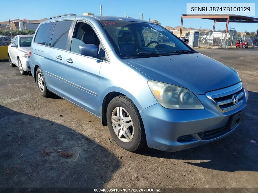 2007 Honda Odyssey Ex-L VIN: 5FNRL38747B100129 Lot: 40595410