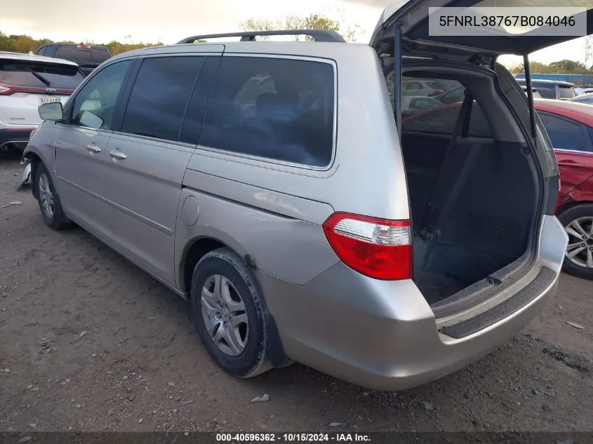 2007 Honda Odyssey Ex-L VIN: 5FNRL38767B084046 Lot: 40596362