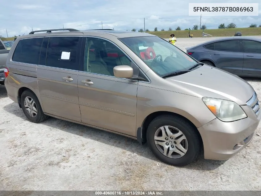 5FNRL38787B086963 2007 Honda Odyssey Ex-L