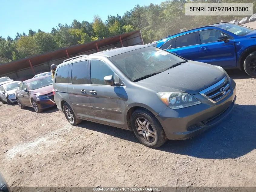 2007 Honda Odyssey Ex-L VIN: 5FNRL38797B413600 Lot: 40613568