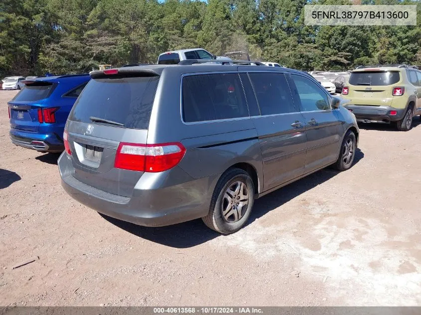 2007 Honda Odyssey Ex-L VIN: 5FNRL38797B413600 Lot: 40613568