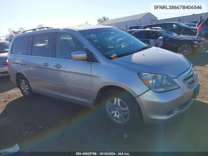 2007 Honda Odyssey Ex-L VIN: 5FNRL38667B406546 Lot: 40625799